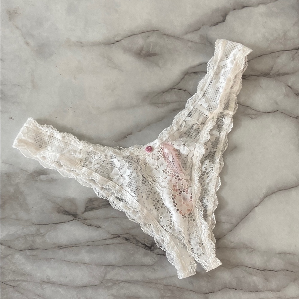 Victoria’s Secret Lace croch less Thong Panty - White